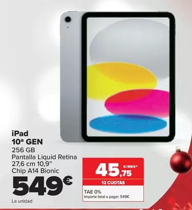 Oferta de Apple - Ipad 10Âª Gen por 549€ en Carrefour