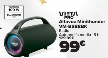 Oferta de Vieta - Altavoz Minithunder VM-BS88BK por 99€ en Carrefour