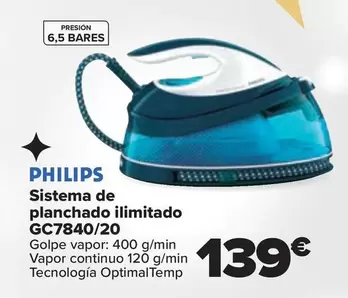 Oferta de Philips - Sistema De Planchado Ilimitado GC7840/20 por 139€ en Carrefour