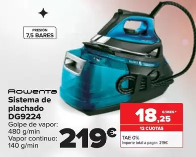 Oferta de Rowenta - Sistema De Plachado DG9224 por 219€ en Carrefour