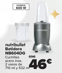 Oferta de Nutribullet - Batidora NB604DG por 46€ en Carrefour