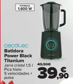 Oferta de Cecotec - Batidora Power Black Titanium por 39,9€ en Carrefour