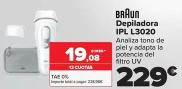 Oferta de Braun - Depiladora IPL L3020 por 229€ en Carrefour