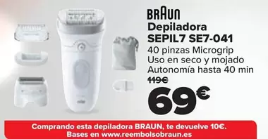 Oferta de Braun - Depiladora Sepil7 SE7-041 por 69€ en Carrefour