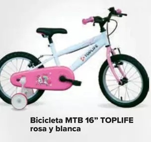 Oferta de Toplife  - Bicicleta Mtb 16"  Rosa Y Blanca por 119€ en Carrefour