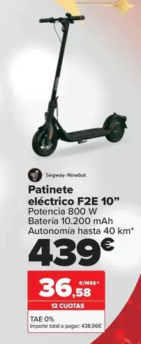 Oferta de Segway Ninebot - Patinete Electrico FE2 10'' por 439€ en Carrefour