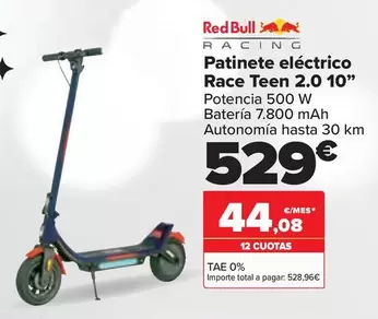 Oferta de Red Bull - Patinete Eléctrico Race Teen 2.0 10" por 529€ en Carrefour