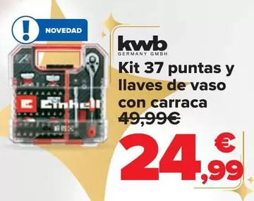 Oferta de Kwb - Kit 37 Puntas Y Llaves De Vaso Con Carraca por 24,99€ en Carrefour