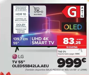 Oferta de LG - Tv 55" OLED55B42LA.AEU por 999€ en Carrefour