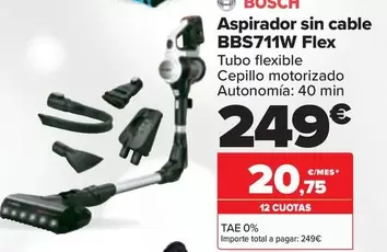 Oferta de Bosch - Aspirador Sin Cable BBS711W Flex por 249€ en Carrefour