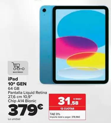 Oferta de Apple - Ipad 10Âª Gen por 379€ en Carrefour