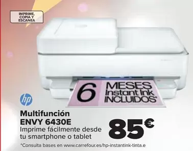 Oferta de Hp - Multifuncion Envy 6430E por 85€ en Carrefour