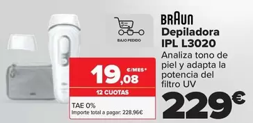 Oferta de Braun - Depiladora IPL L3020 por 229€ en Carrefour