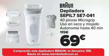 Oferta de Braun - Depiladora Sepil7 SE7-041 por 69€ en Carrefour