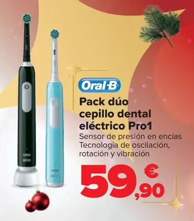 Oferta de Oral B - Pack Duo Cepillo Dental Electrico Pro1 por 59,9€ en Carrefour