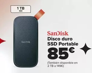 Oferta de Sandisk - Disco Duro Ssd Portable por 85€ en Carrefour