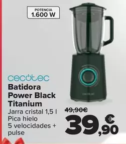 Oferta de Cecotec - Batidora Power Black Titanium por 39,9€ en Carrefour