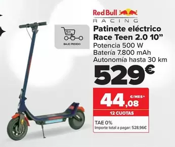 Oferta de Red Bull - Patinete Eléctrico Race Teen 2.0 10" por 529€ en Carrefour