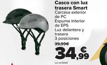 Oferta de Casco Con Luz Trasera Smart por 34,99€ en Carrefour