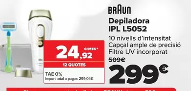 Oferta de Braun - Depiladora IPL L5052 por 299€ en Carrefour