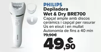 Oferta de Philips - Depiladora Wet & Dry BRE700 por 49,9€ en Carrefour