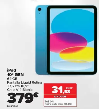 Oferta de Apple - Ipad 10Âª Gen por 379€ en Carrefour