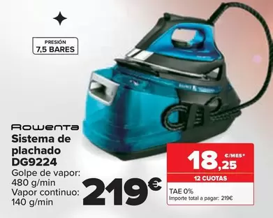 Oferta de Rowenta - Sistema De Plachado DG9224 por 219€ en Carrefour