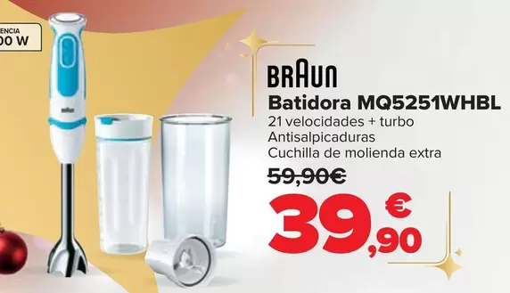 Oferta de Braun - Batidora MQ5251WHBL por 39,9€ en Carrefour