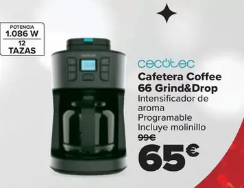 Oferta de Cecotec - Cafetera Coffee  66 Grind&Drop por 65€ en Carrefour