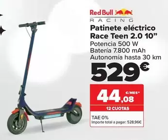 Oferta de Red Bull - Patinete Eléctrico Race Teen 2.0 10" por 529€ en Carrefour