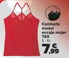 Oferta de Tex - Camiseta Modal  Encaje Mujer  por 7,99€ en Carrefour