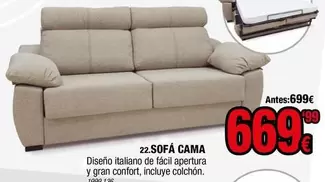 Oferta de Confort - Sofá Cama por 609,99€ en Rapimueble