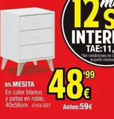 Oferta de Blanco - Mesita por 48,99€ en Rapimueble