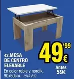 Oferta de Nordik - Mesa De Centro Elevable por 49,99€ en Rapimueble