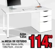 Oferta de Blanco - Mesa De Estudio por 114€ en Rapimueble