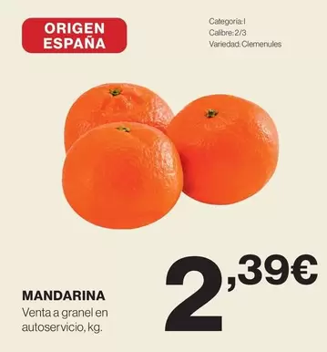 Oferta de Origen - Mandarina por 2,39€ en Hipercor