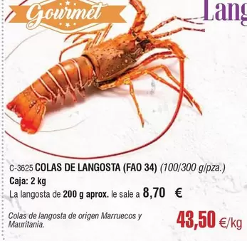 Oferta de Gourmet - Colas De Langosta por 43,5€ en Abordo