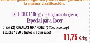 Oferta de Cigalas Grandes por 11,75€ en Abordo