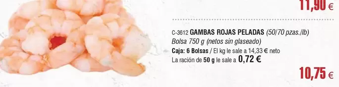 Oferta de Gambas Rojas Peladas por 11,9€ en Abordo