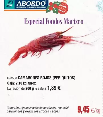 Oferta de Abordo - Camarones Rojos por 9,45€ en Abordo