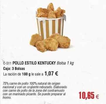 Oferta de Origen - Pollo Estilo Kentucky por 10,65€ en Abordo