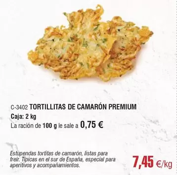 Oferta de Premium - Tortillitas De Camaron por 7,45€ en Abordo