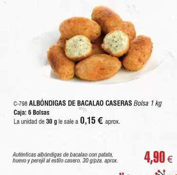 Oferta de Albondigas De Bacalao Caseras por 4,9€ en Abordo