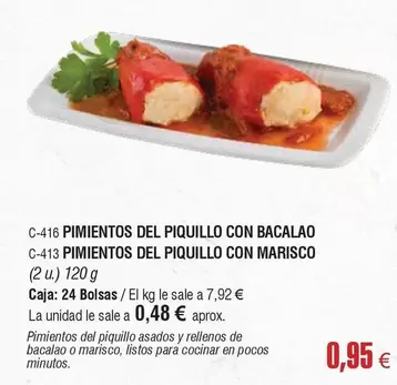 Oferta de Pimientos Del Piquillo Con Bacalao Pimientos Del Piquillo Con Marisco por 0,95€ en Abordo