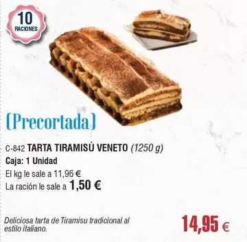 Oferta de Tarta Tiramisu Veneto por 14,95€ en Abordo