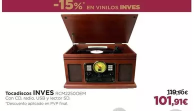 Oferta de Inves - Tocadiscos Rcm2s200em por 101,91€ en El Corte Inglés