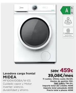 Oferta de Midea - Lavadora Carga Frontal por 459€ en El Corte Inglés