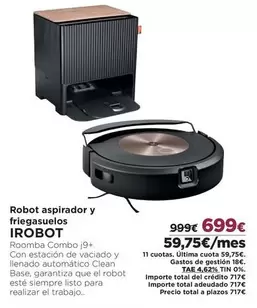 Oferta de Irobot - Robot Aspirador Y Friegasuelos por 699€ en El Corte Inglés