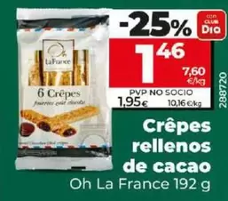 Oferta de Oh La France - Crepes Rellenos De Cacao por 1,46€ en Dia