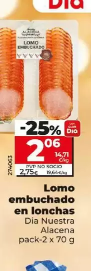 Oferta de Dia Nuestra Alacena - Lomo Embuchado En Lonchas por 2,06€ en Dia